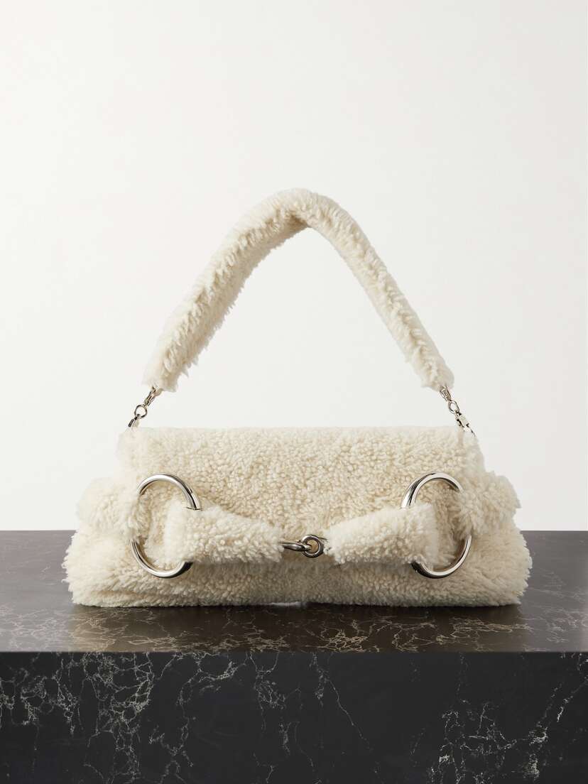 Gucci Horsebit-detailed Shearling Shoulder Bag