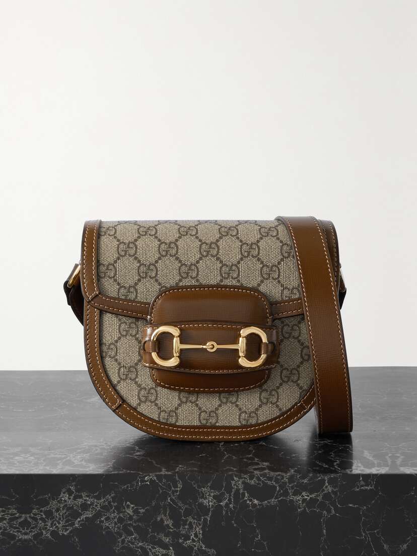 Gucci Horsebit 1955 Small Leather-trimmed Printed Coated-canvas Shoulder Bag