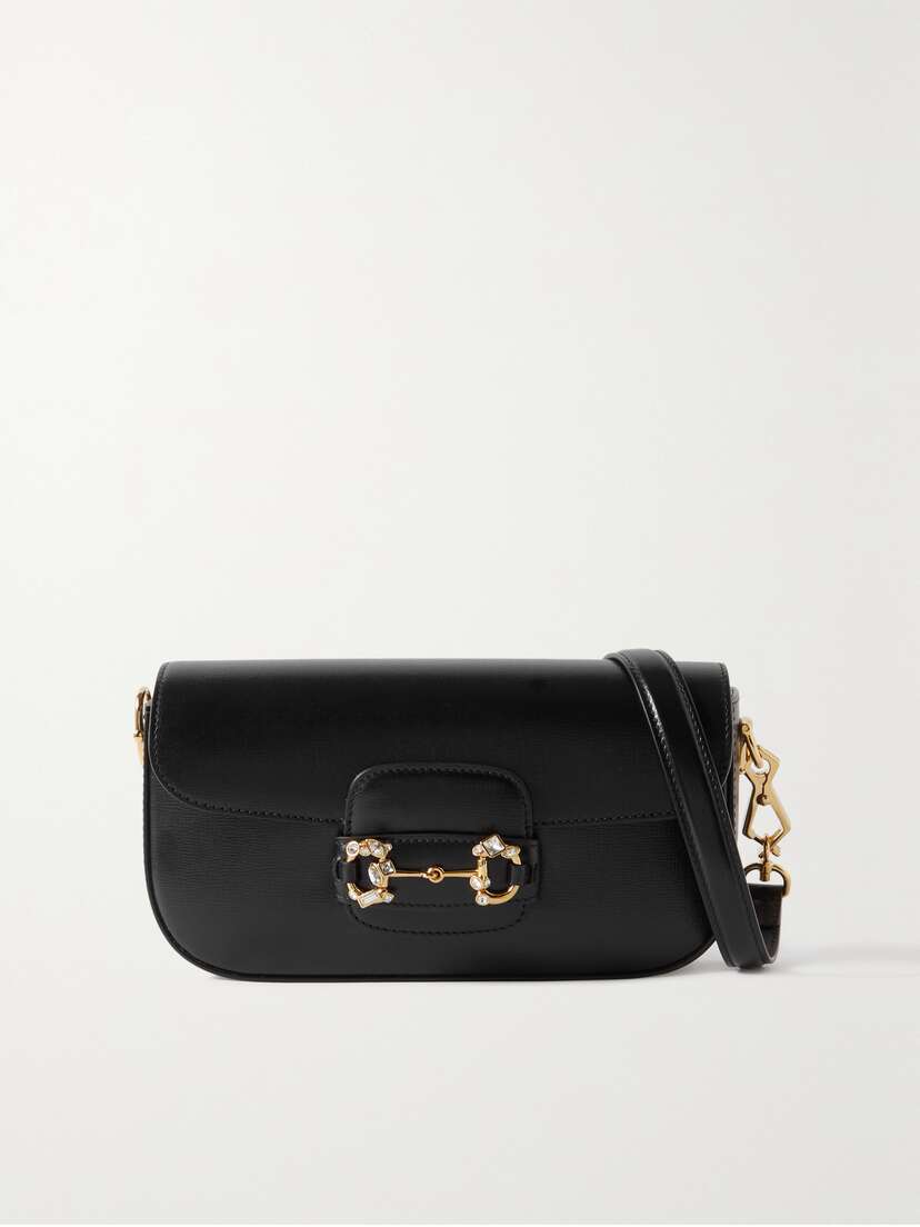 Gucci Horsebit 1955 Embellished Textured-leather Shoulder Bag
