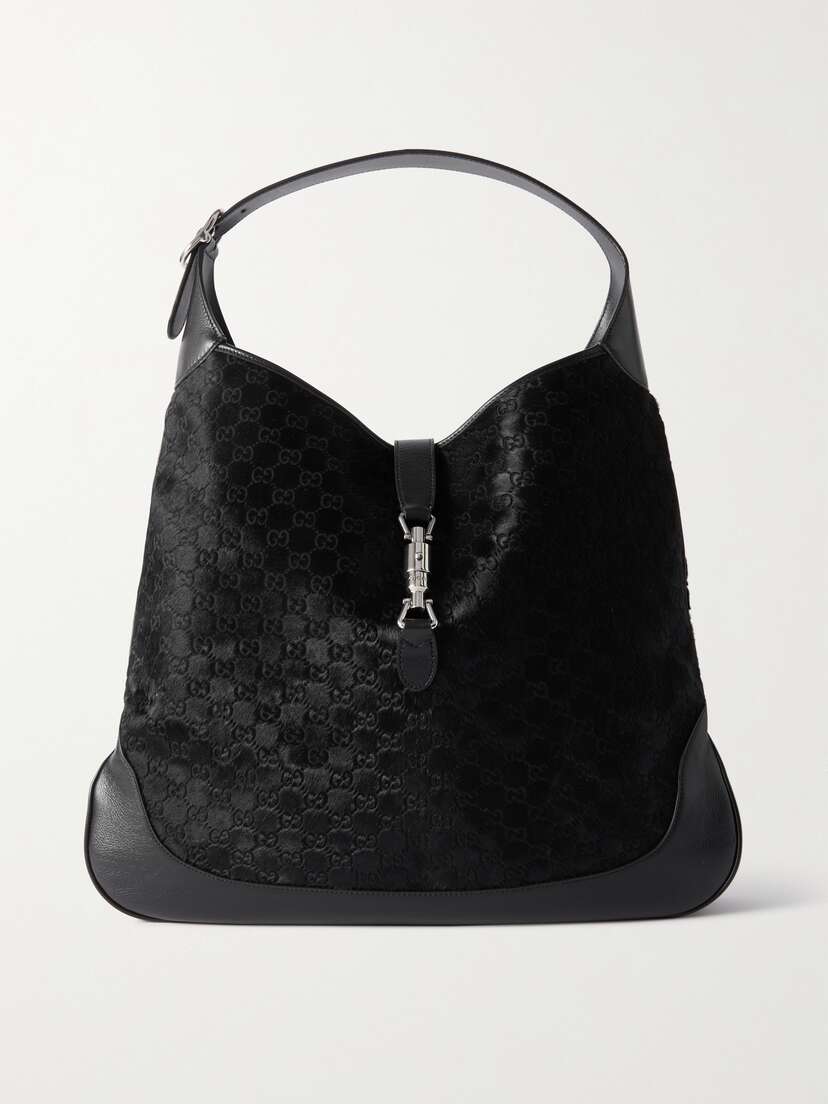 Gucci Jackie 1961 Large Leather-trimmed Debossed Calf Hair Shoulder Bag