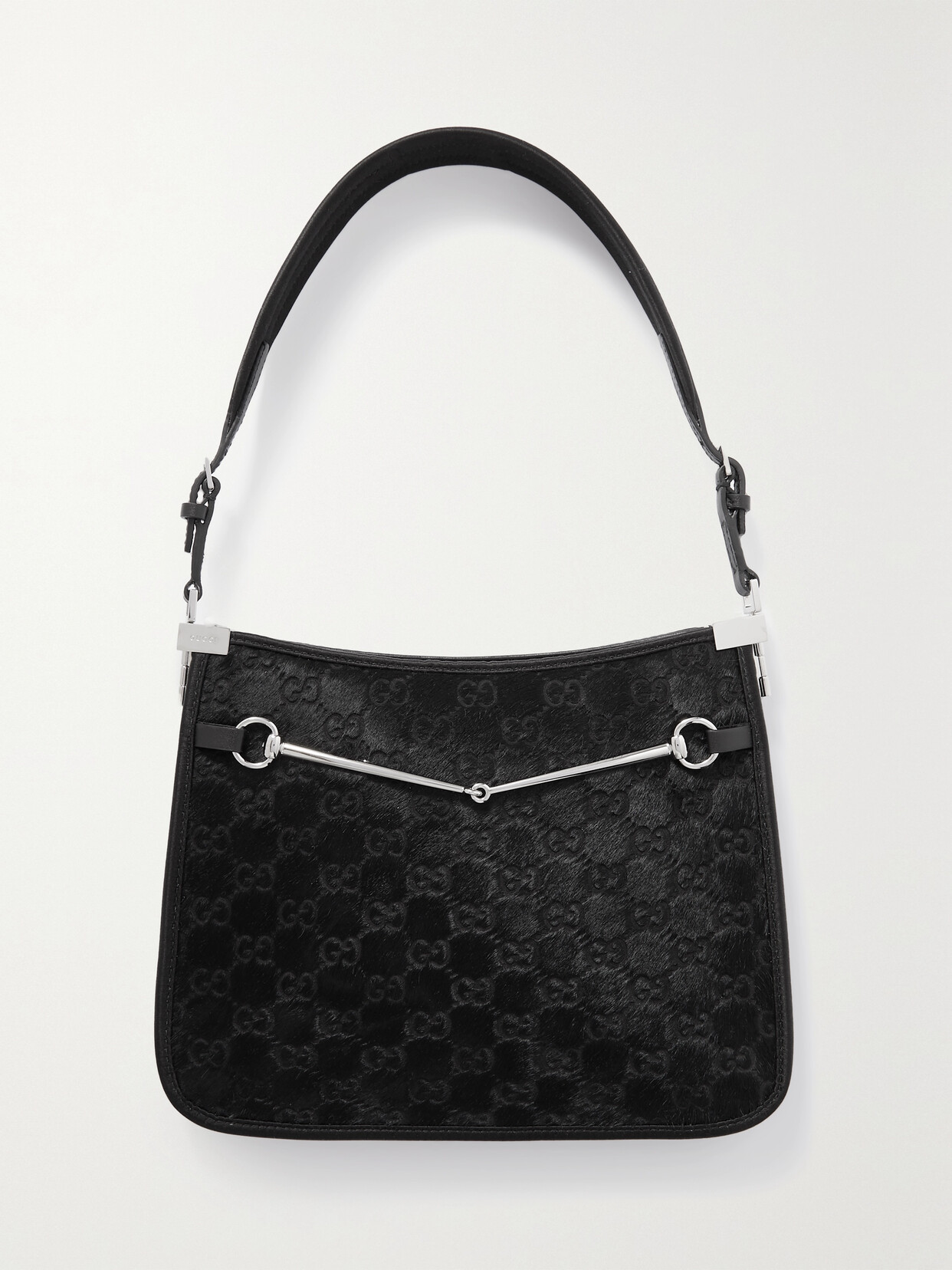 Gucci Horsebit-detailed Leather-trimmed Calf Hair Shoulder Bag