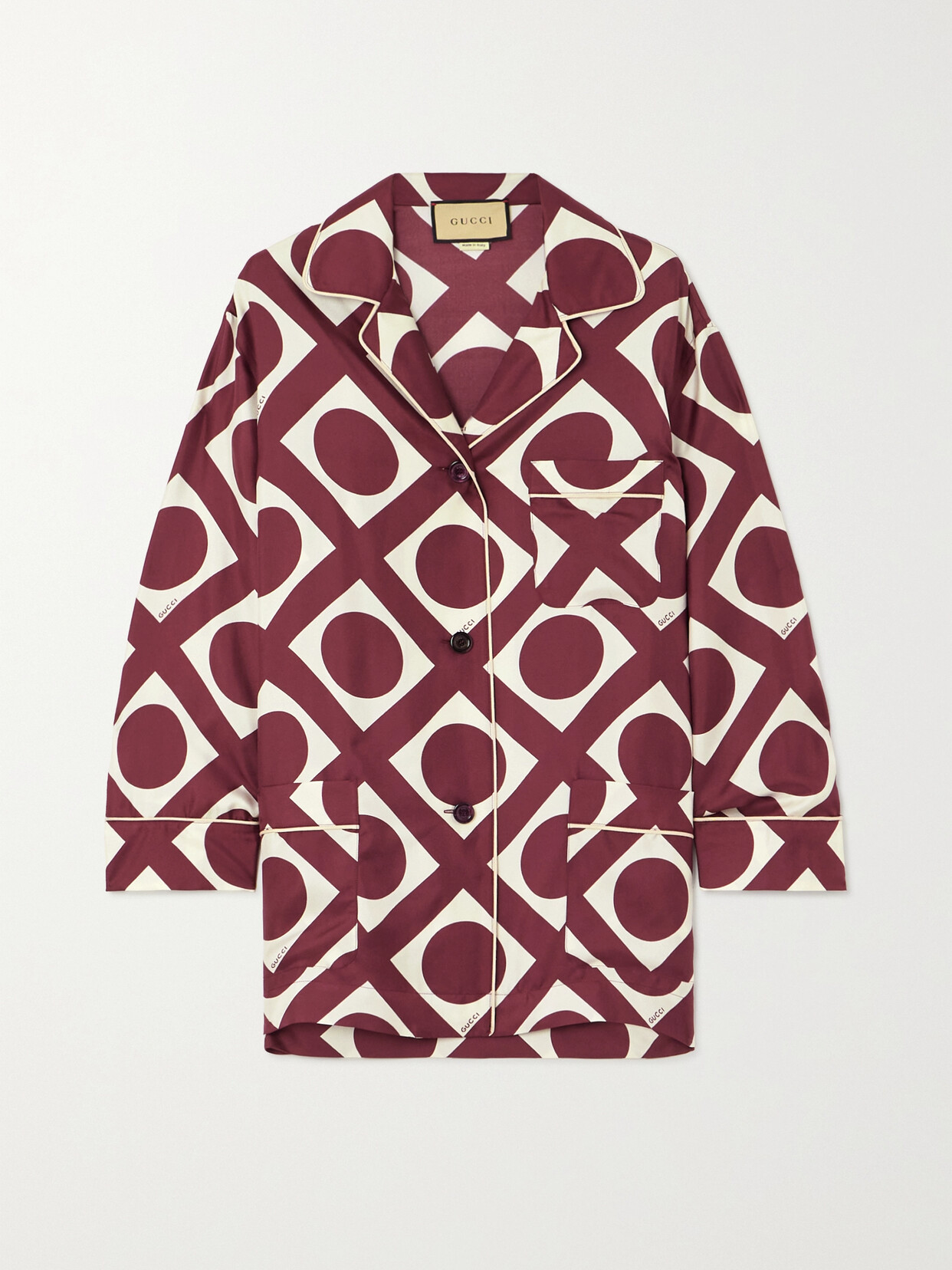 Gucci Piped Printed Silk-twill Shirt