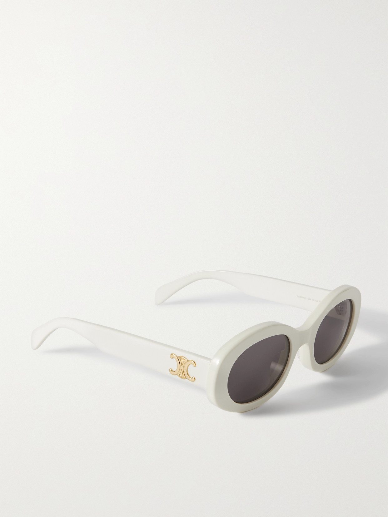 Shop Celine Triomphe Oval-frame Acetate Sunglasses In Ivory