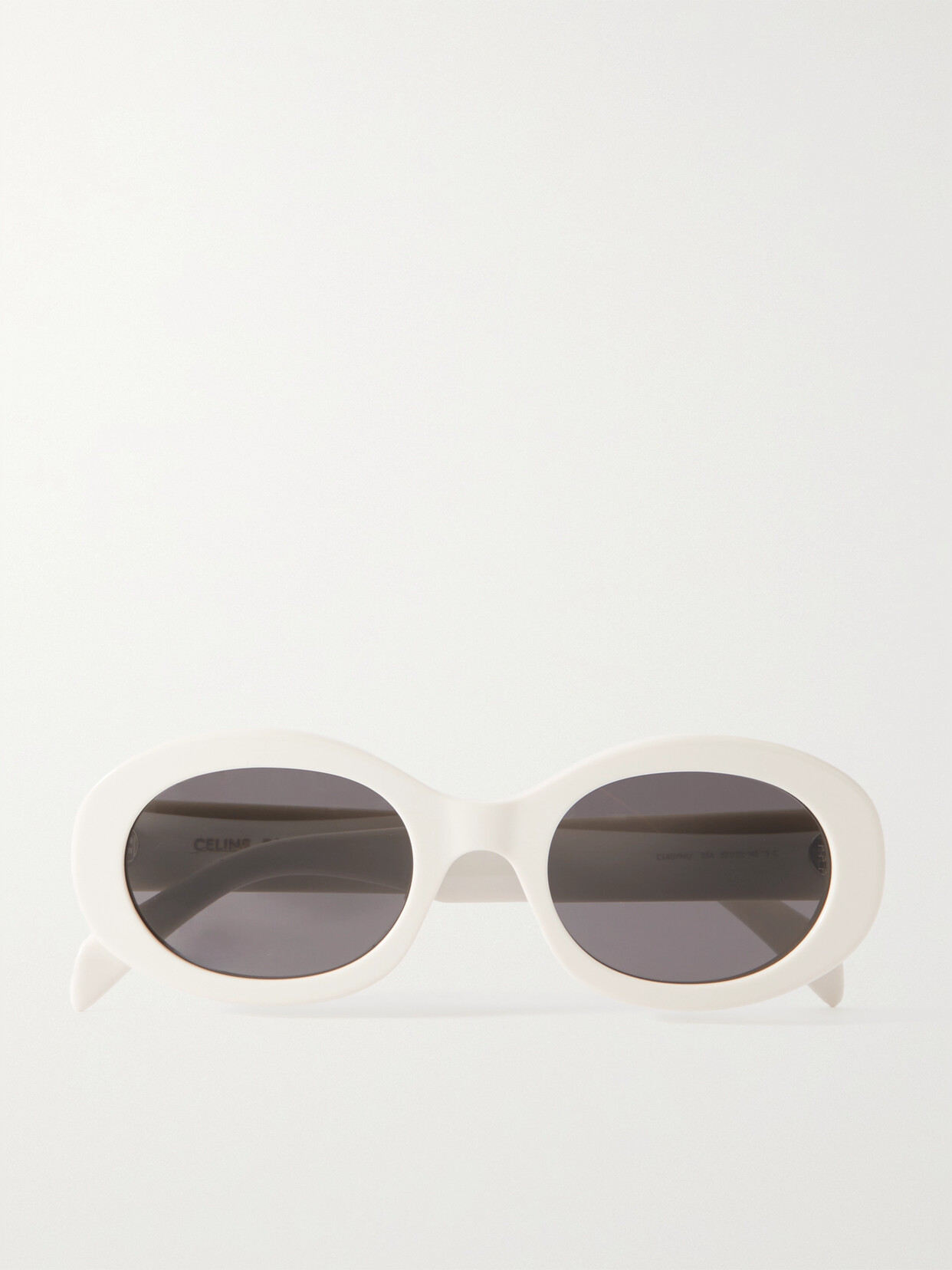 Celine Triomphe Oval-frame Acetate Sunglasses In Ivory