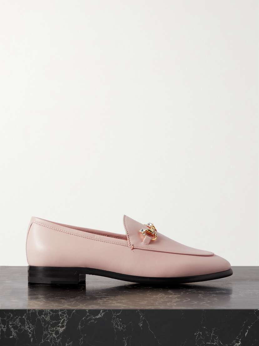 Gucci Jordaan Horsebit-detailed Crystal-embellished Leather Loafers