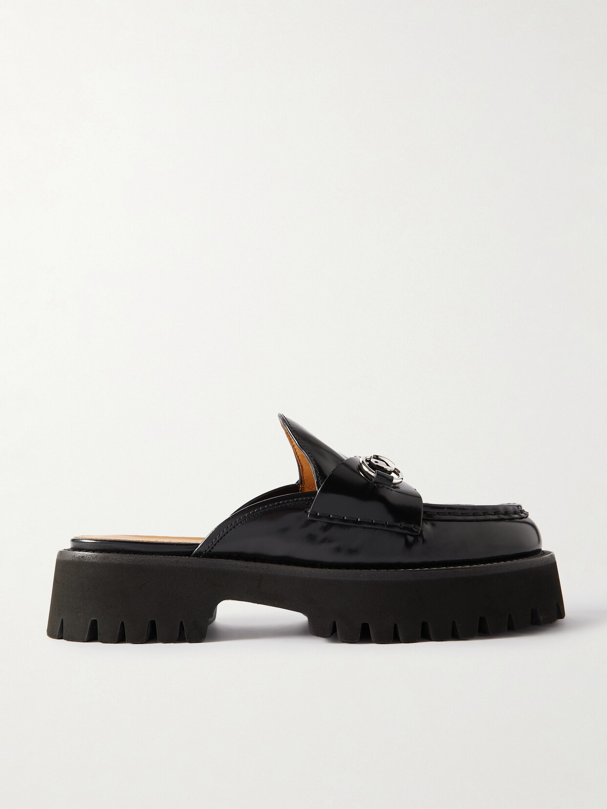 Gucci Sylke Horsebit-detailed Glossed-leather Mules