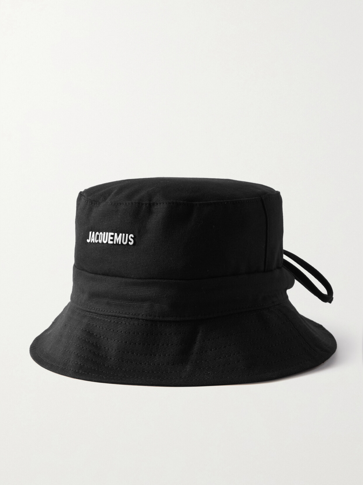 Jacquemus Le Bob Embellished Cotton-canvas Bucket Hat In Black