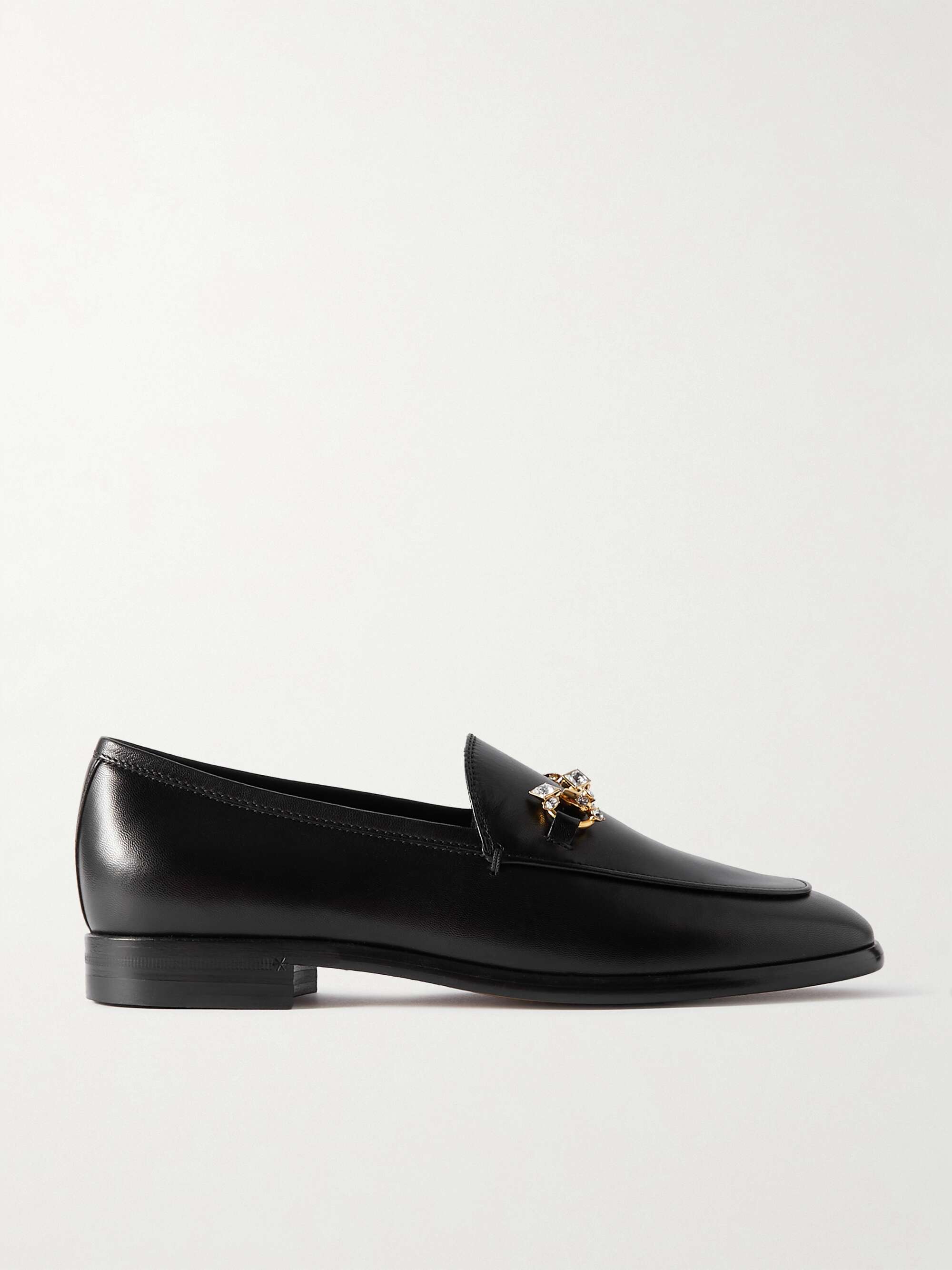 GUCCI Jordaan crystal-embellished horsebit-detailed leather loafers ...