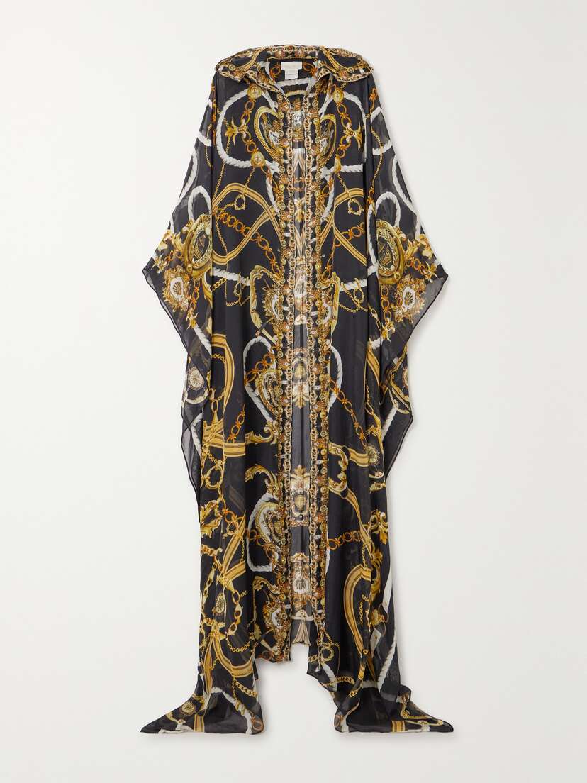 Camilla Embellished Printed Silk-chiffon Robe