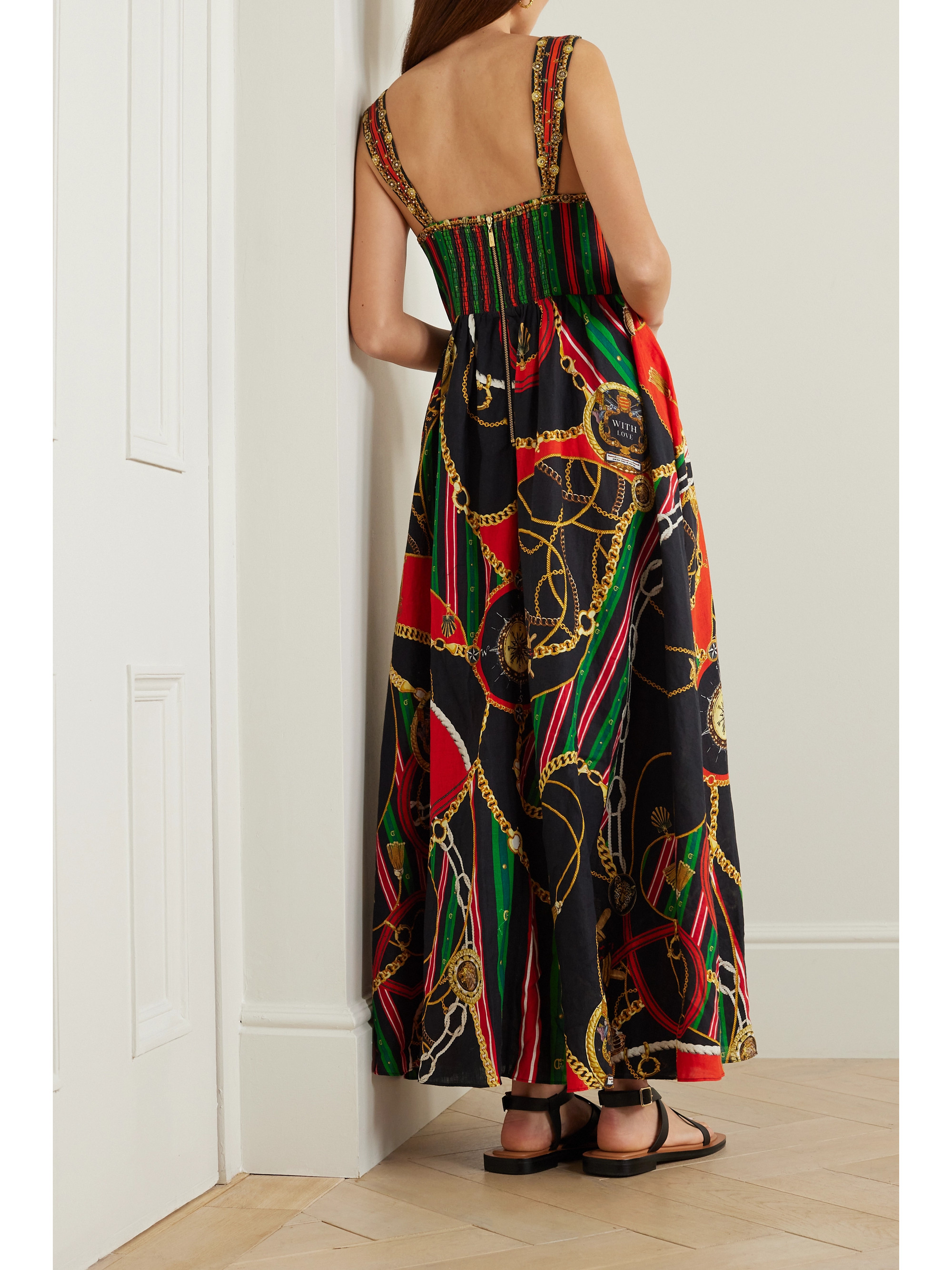 Camilla Embellished printed linen maxi dress thumbnail