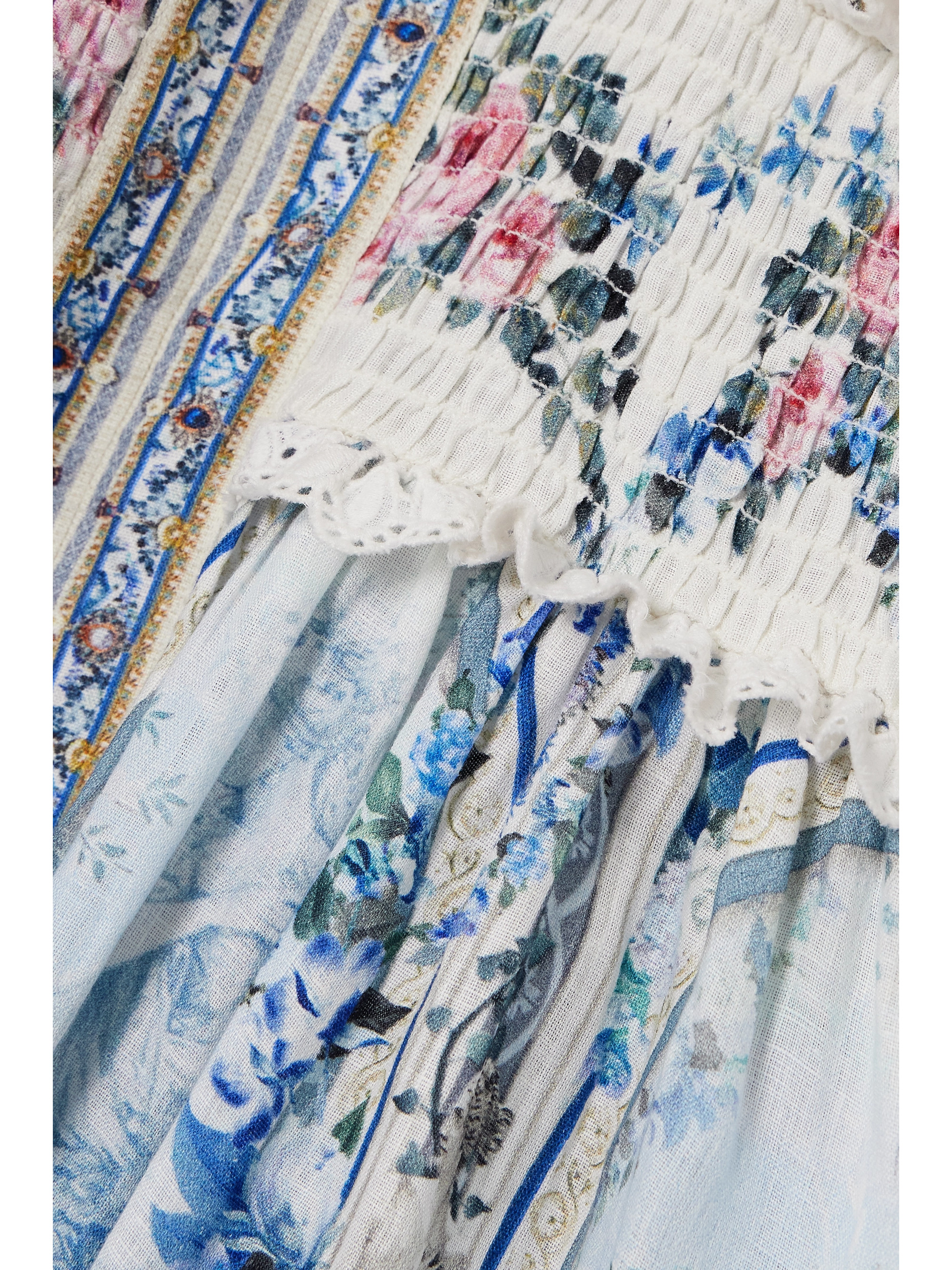 Camilla Shirred printed linen maxi dress thumbnail
