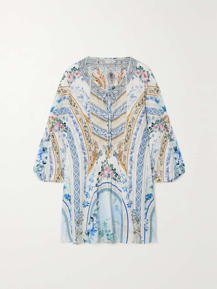 Camilla Embellished Printed Silk-crepe Kaftan