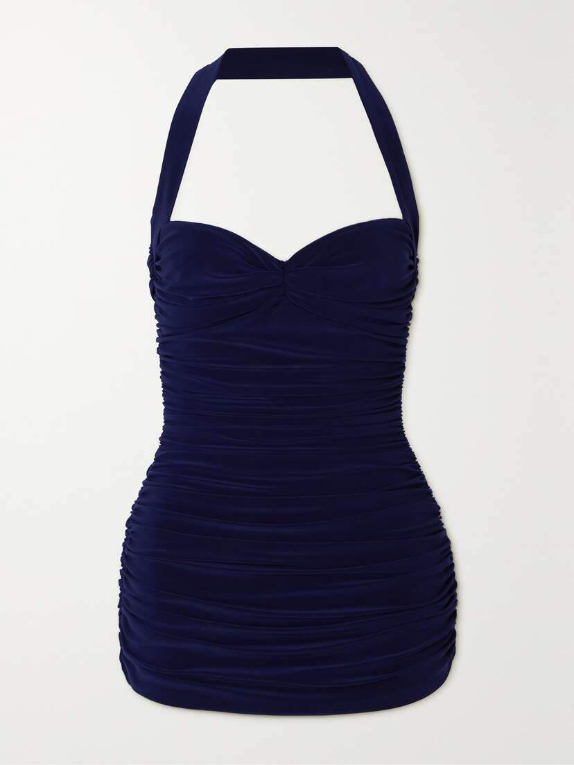 Norma Kamali Bill Mio Ruched Halterneck Swimsuit