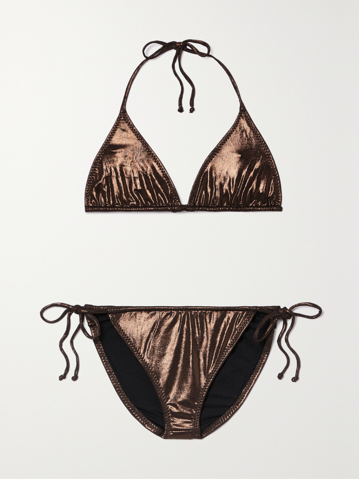 Norma Kamali Metallic Halterneck Bikini - Brown