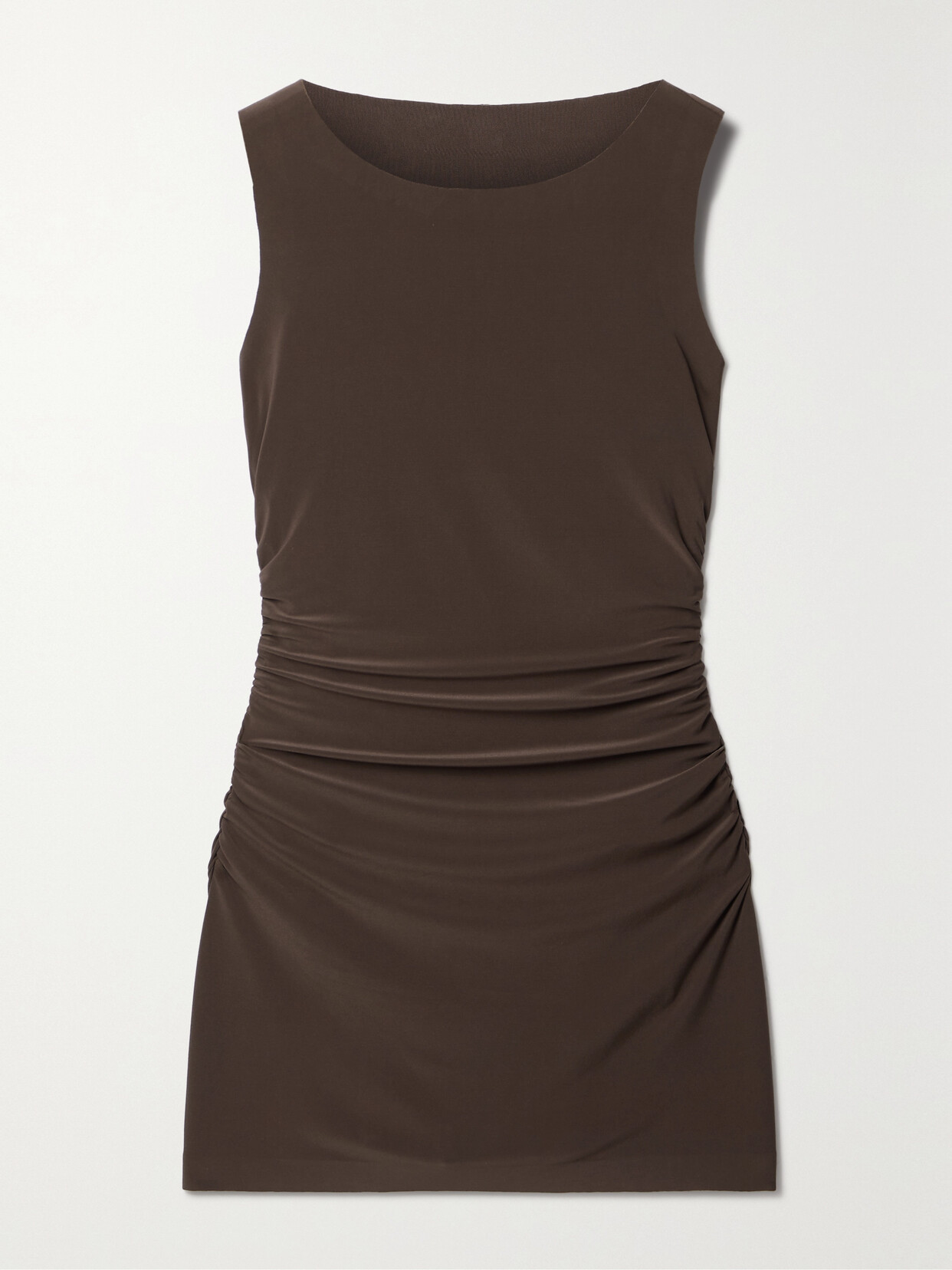 Norma Kamali - Ruched Stretch-jersey Mini Dress - Brown