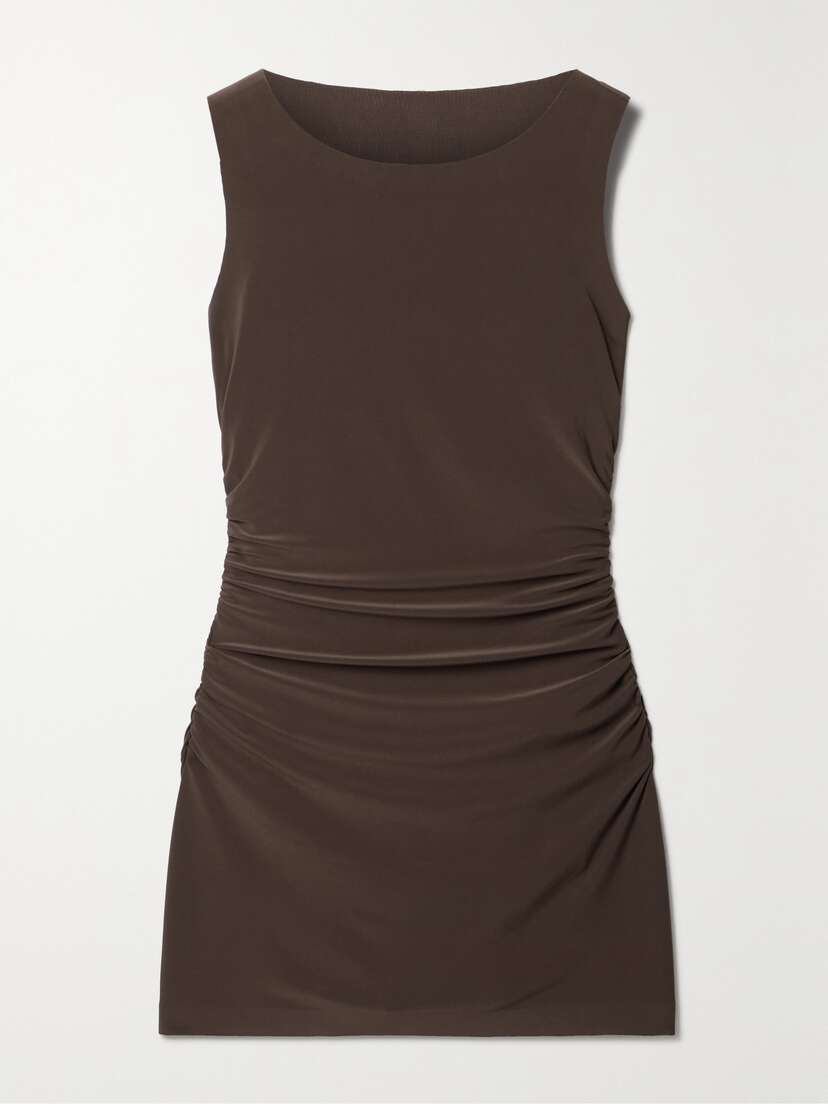 Norma Kamali Ruched Stretch-jersey Mini Dress