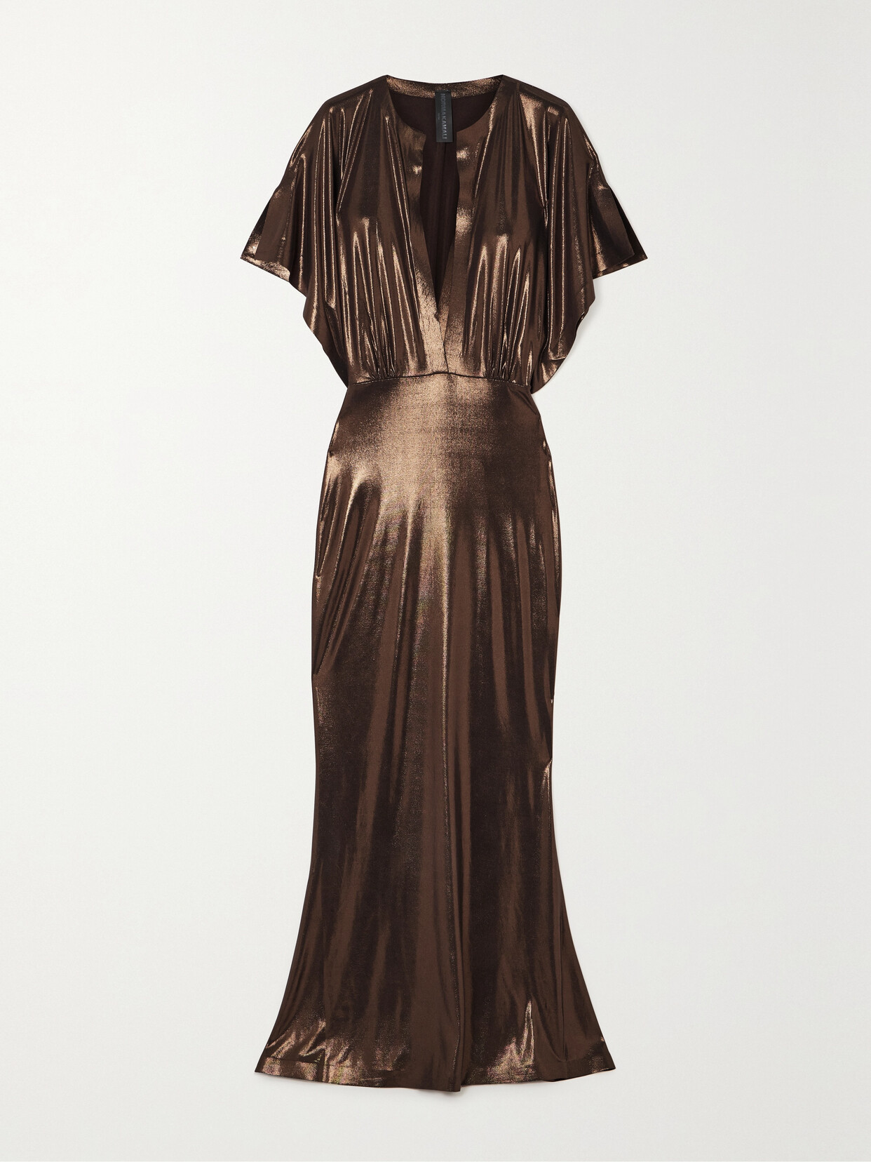 Norma Kamali - Obie Draped Metallic Stretch-jersey Gown - Brown