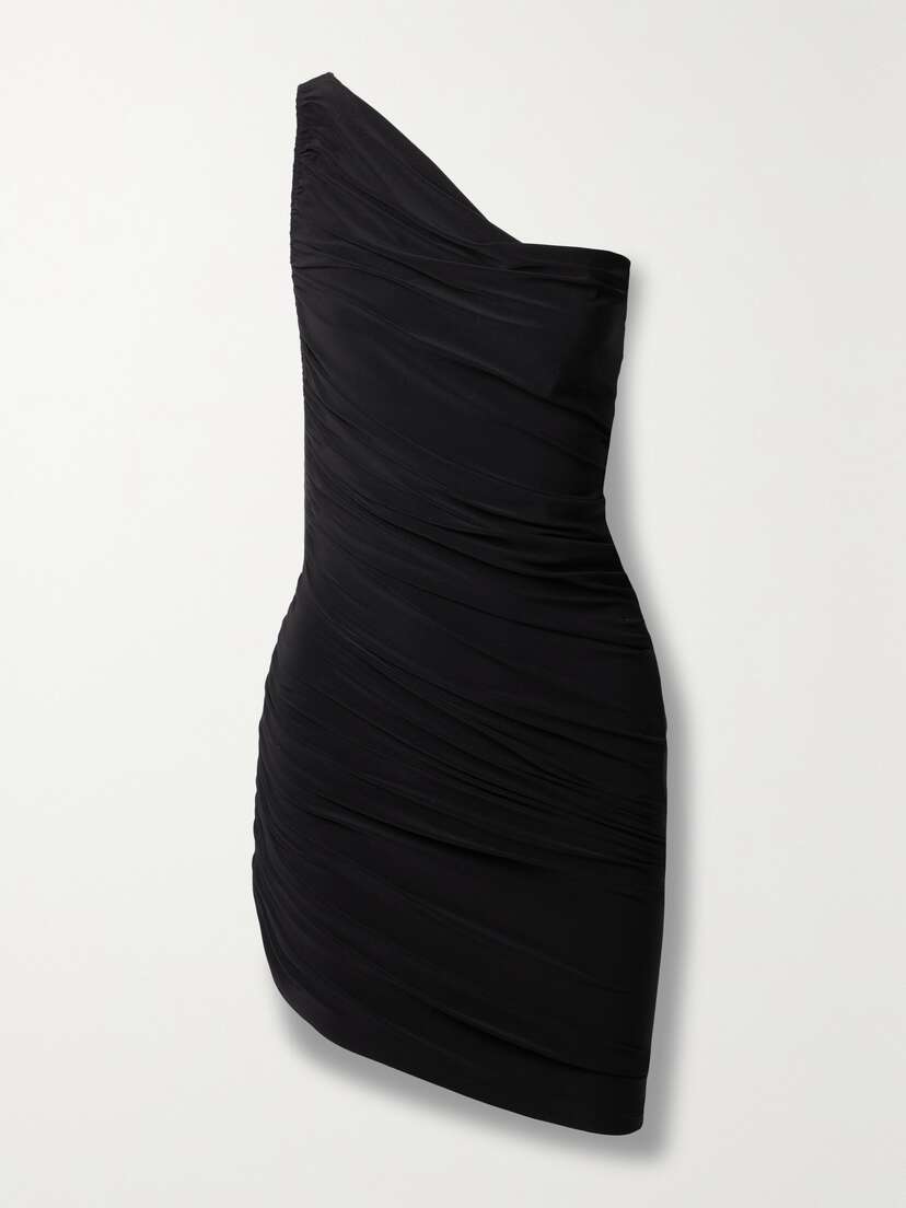 Norma Kamali Pickleball Diana One-shoulder Ruched Stretch-jersey Mini Dress - x large