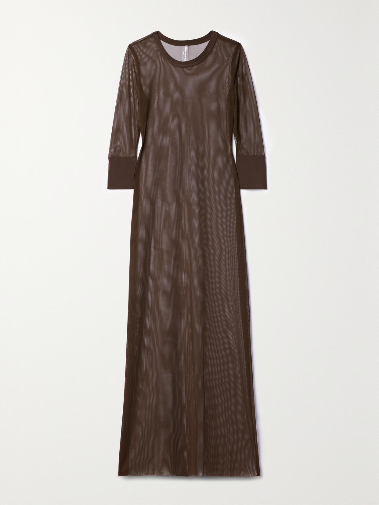 Norma Kamali Semi-sheer Mesh Maxi Dress In Chocolate