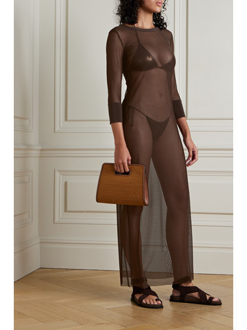 Norma Kamali Stretch-mesh maxi dress