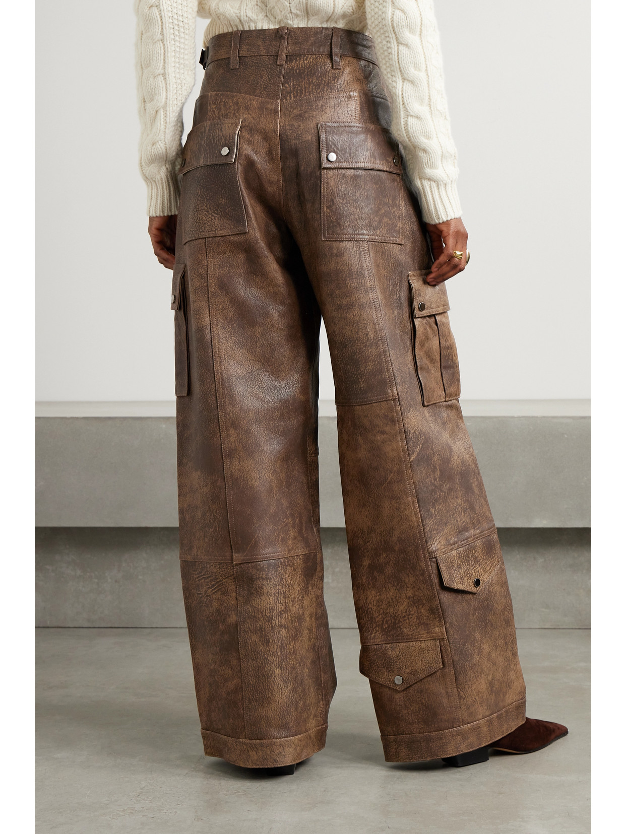 Dodo Bar Or Arianna Leather Cargo Pants In Brown