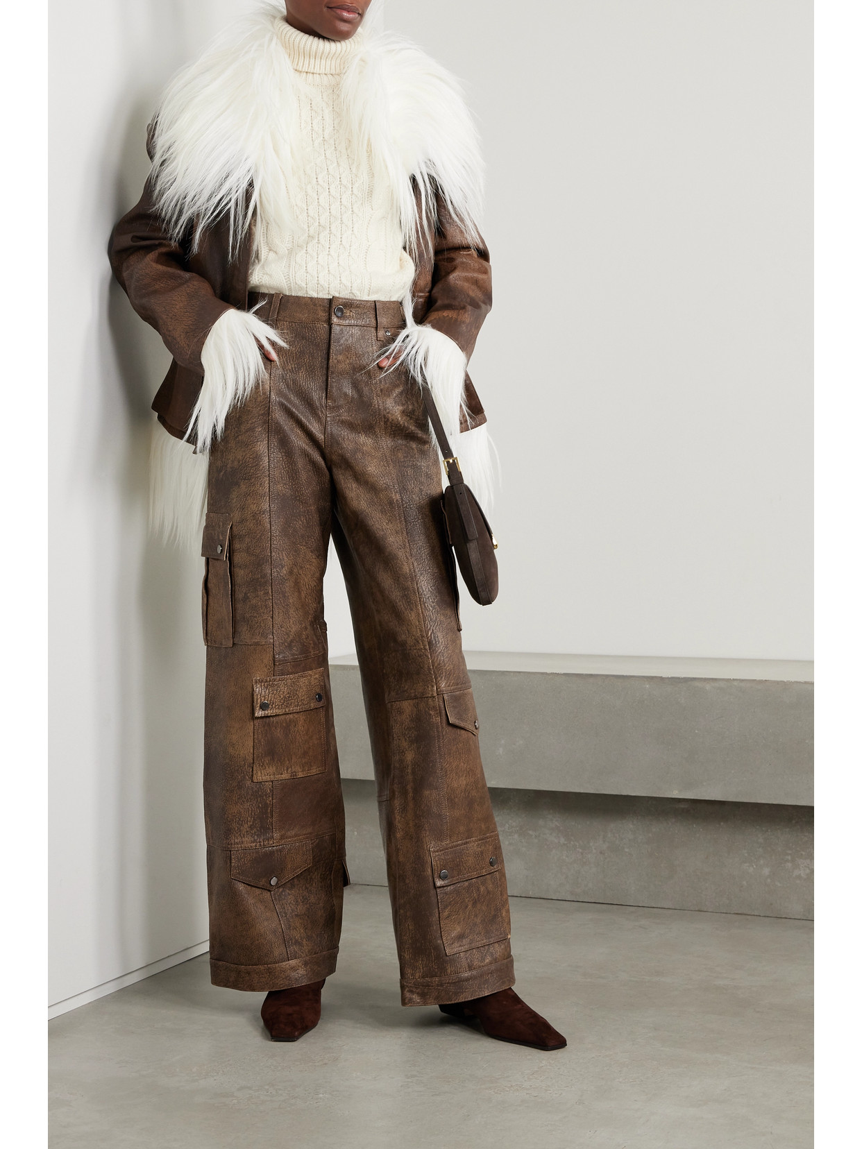 Dodo Bar Or Arianna Leather Cargo Pants In Brown