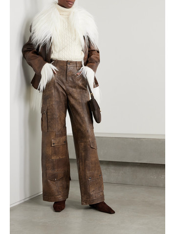 Dodo Bar Or Arianna leather wide-leg cargo pants