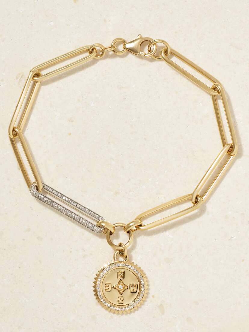 Foundrae Internal Compass 18-karat Yellow And White Gold Diamond Bracelet