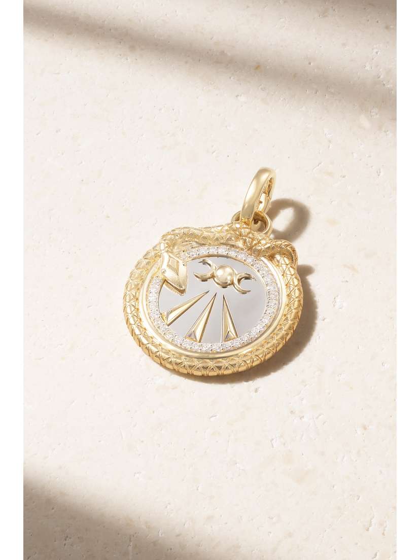 Foundrae Mind, Body, Soul Wholeness Large 18-karat Yellow And White Gold Diamond Pendant