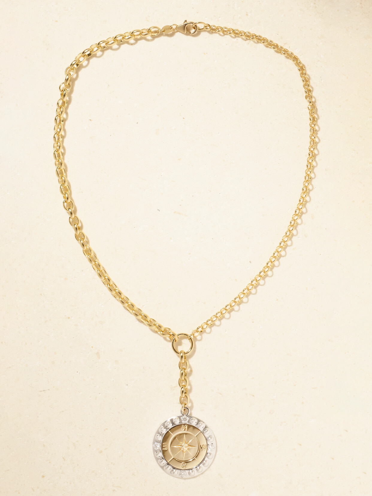 Foundrae - Internal Compass 18-karat Yellow And White Gold Diamond Necklace - One size