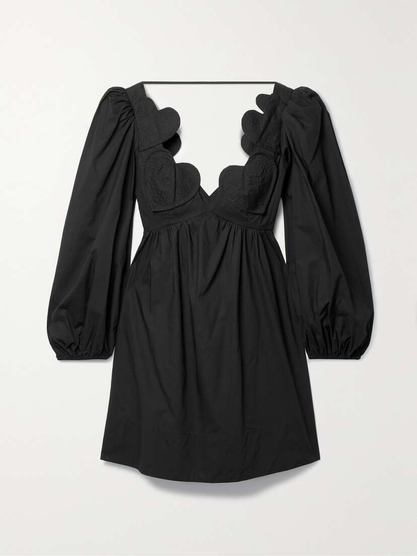 Farm Rio Appliquéd Gathered Cotton-poplin Mini Dress -  - x large