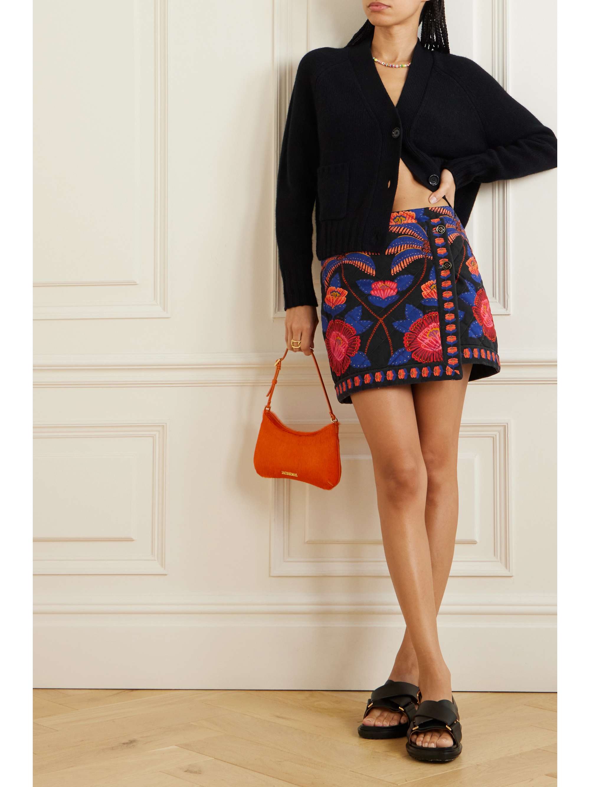 Living Bloom floral print cotton twill mini wrap skirt