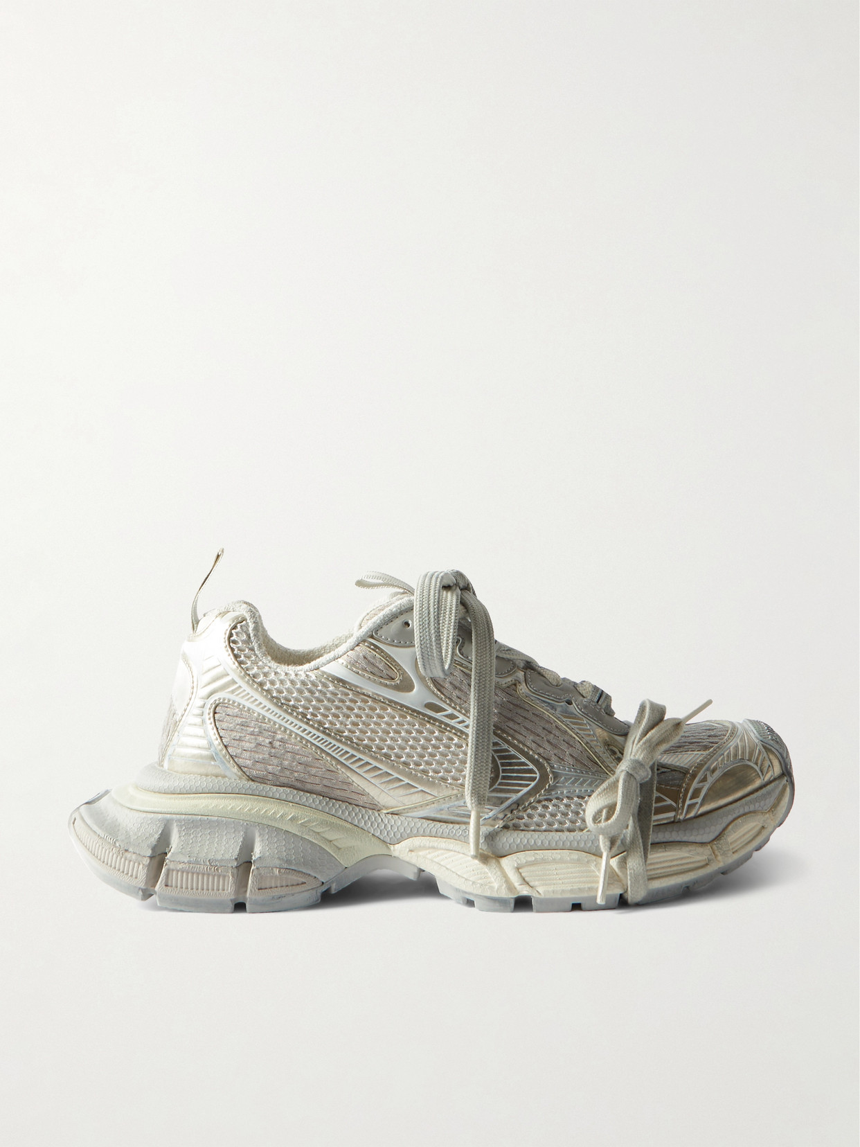 Shop Balenciaga 3xl Mesh And Rubber Sneakers In Off-white