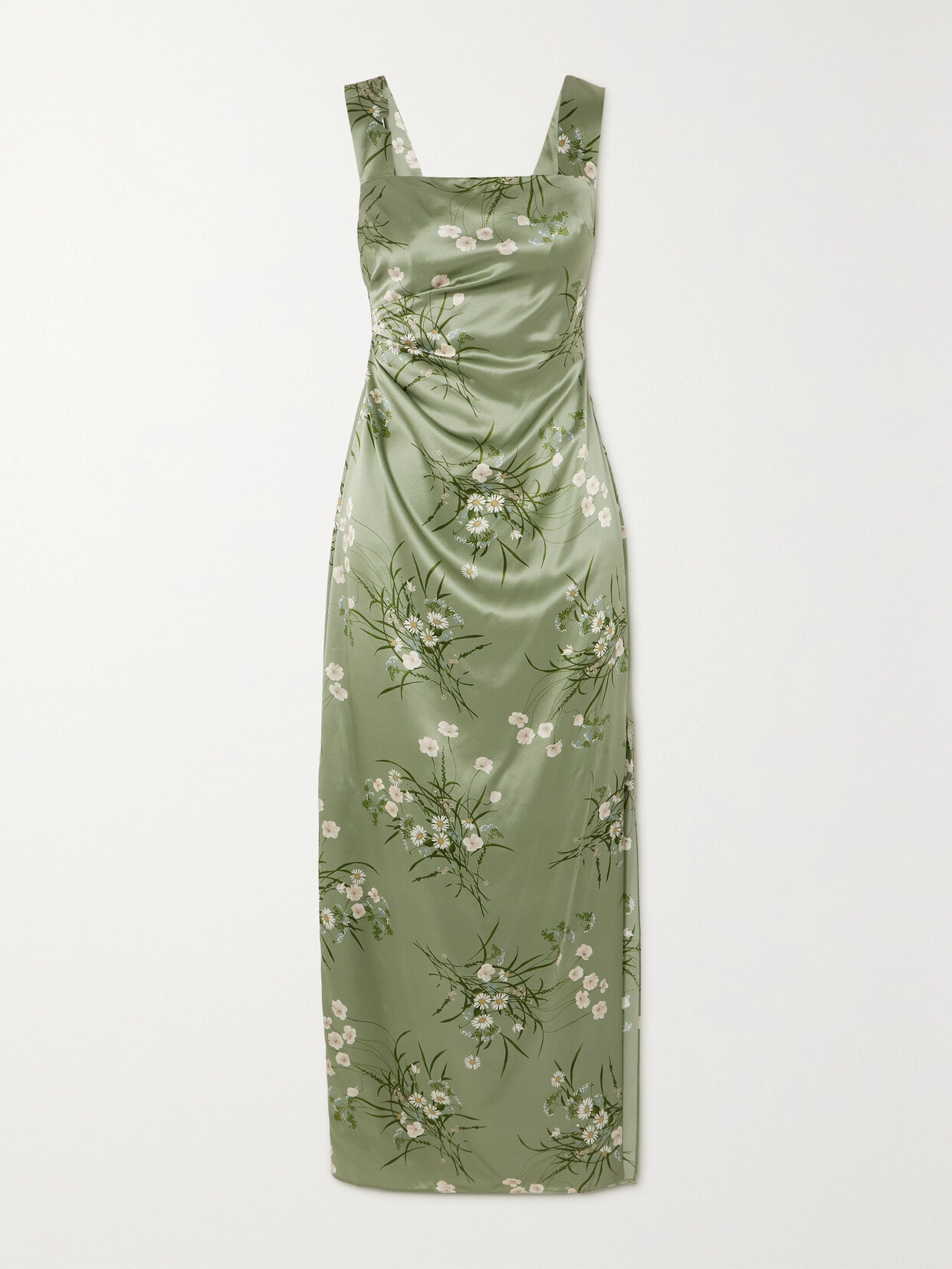 Reformation Earl Draped Floral-print Silk-charmeuse Maxi Dress