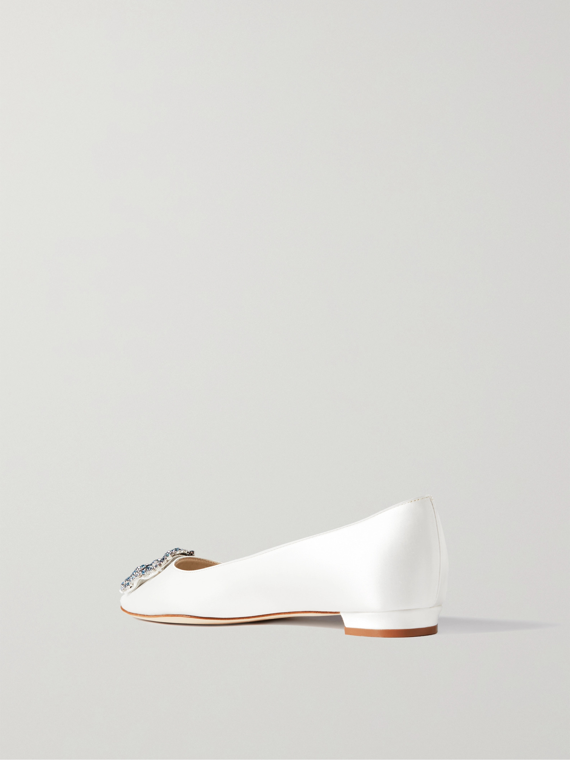 MANOLO BLAHNIK Hangisiflat crystal-embellished satin point-toe flats thumbnail