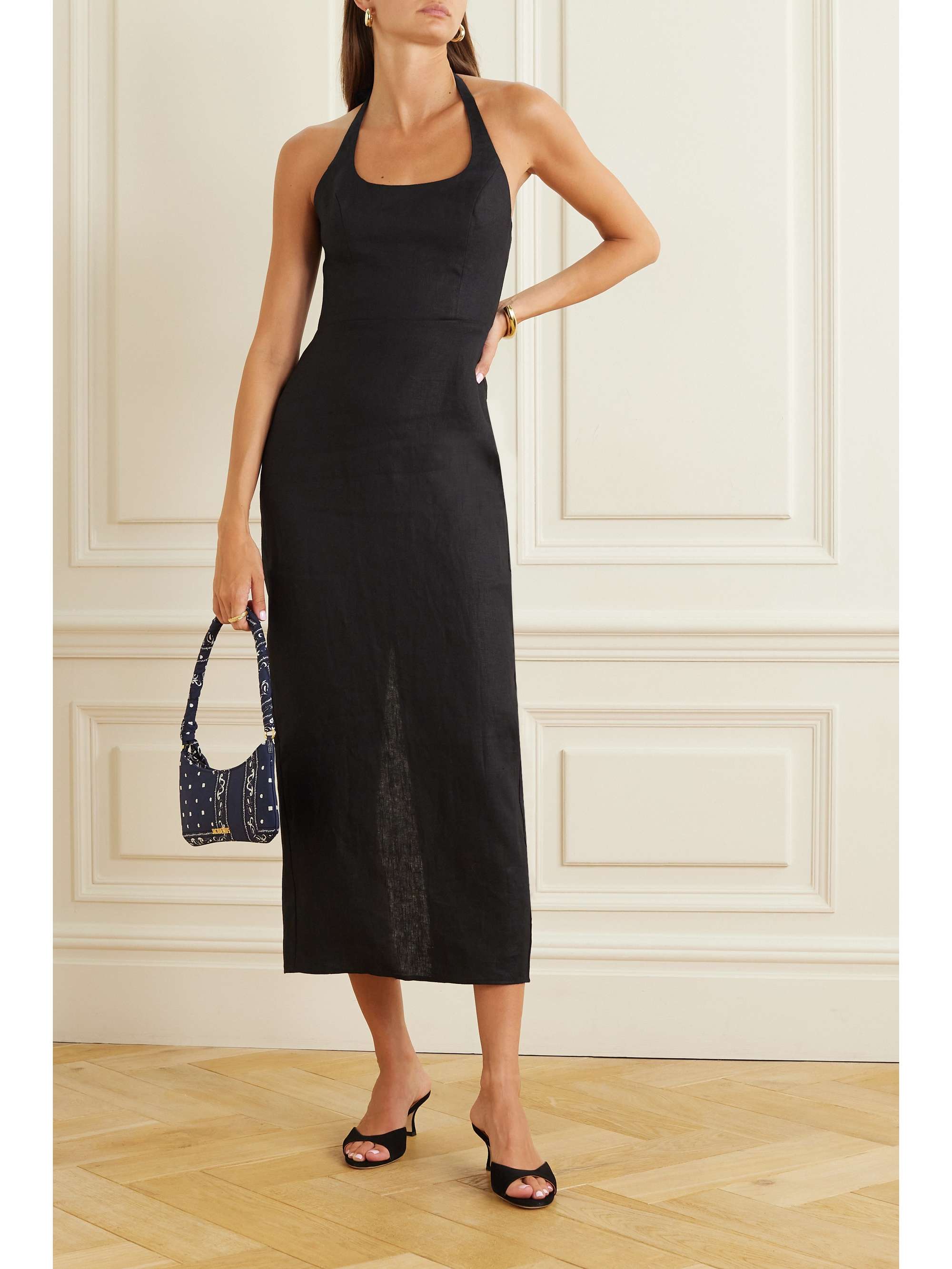 REFORMATION Yana linen halterneck midi dress | NET-A-PORTER