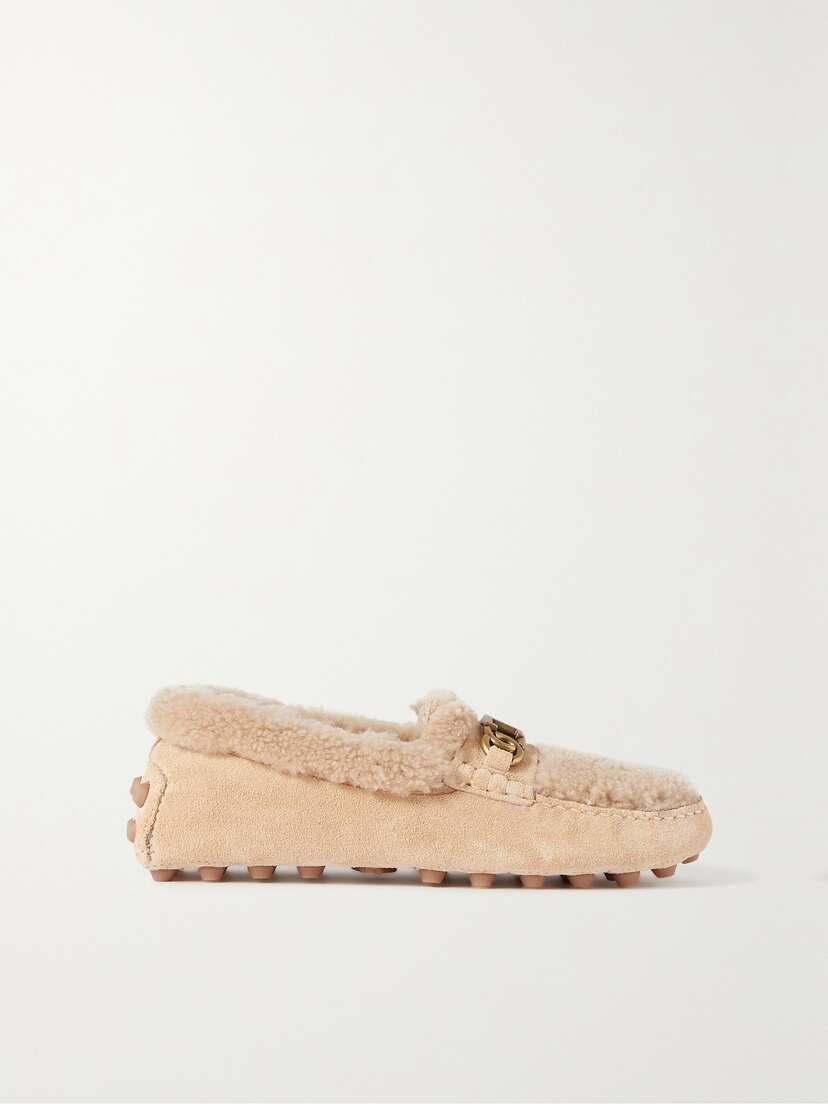 Tod's Gommino Logo-embellished Shearling Loafers - IT34.5