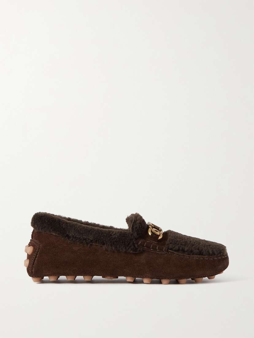 Tod's Gommino Logo-embellished Shearling Loafers