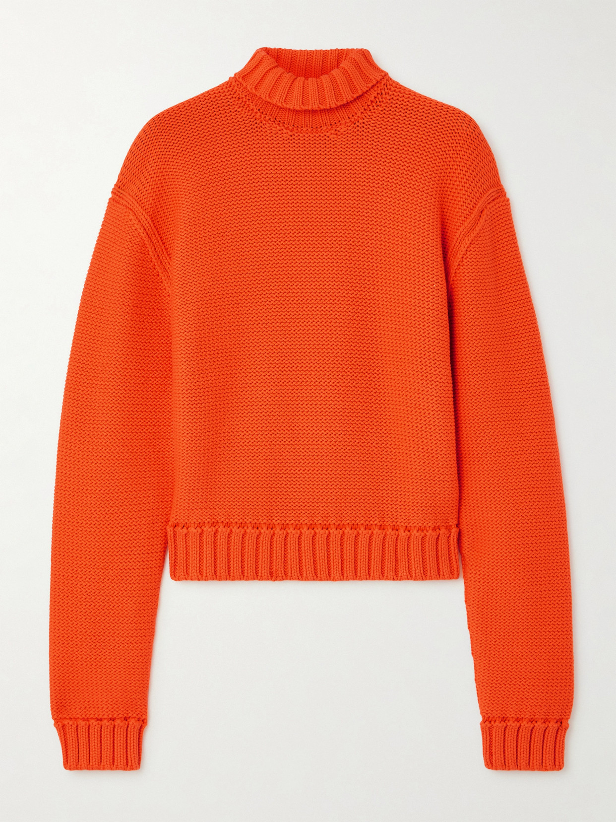 Ferragamo Cotton-blend Turtleneck Sweater In Orange