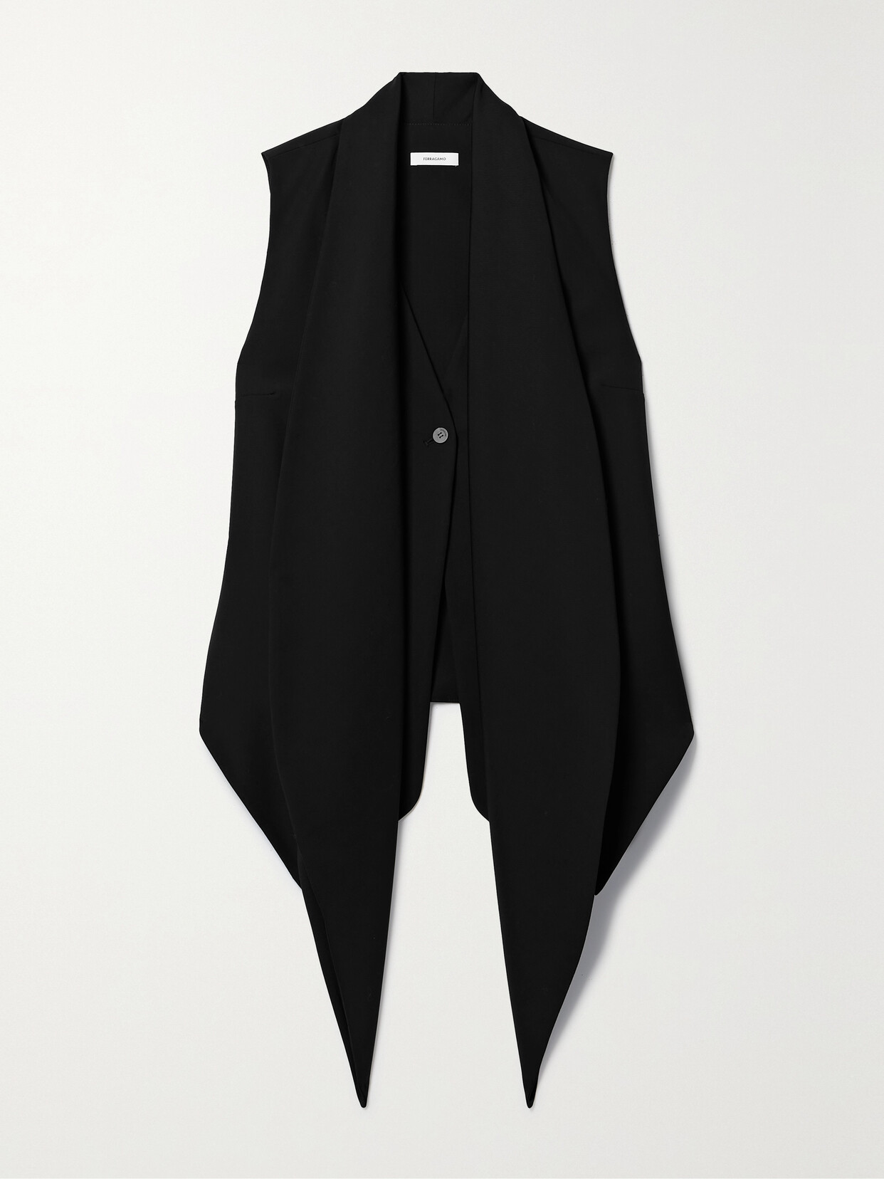 Shop Ferragamo Draped Wool Vest In Black