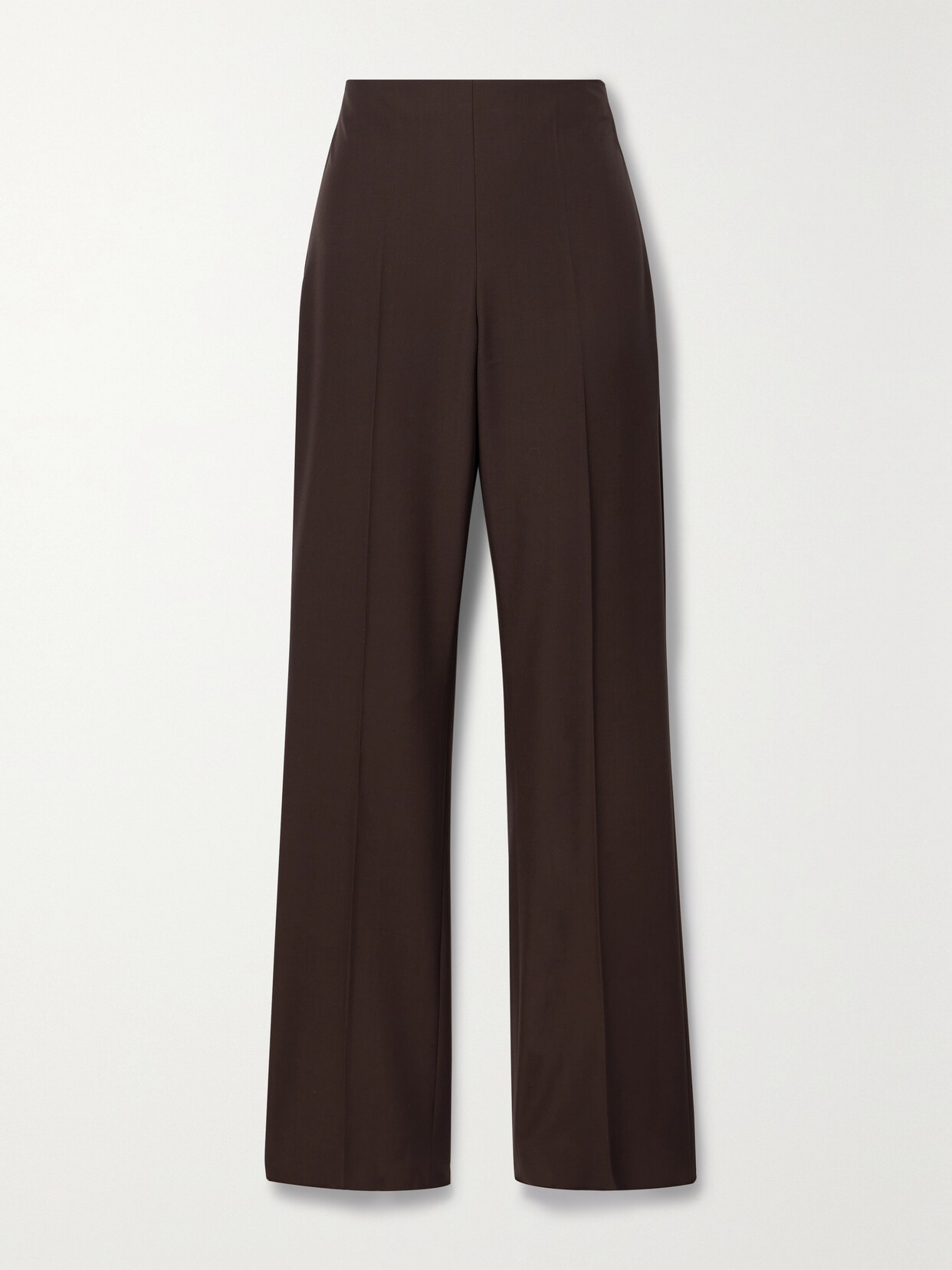 Ferragamo Pleated Wool Straight-leg Pants In Brown