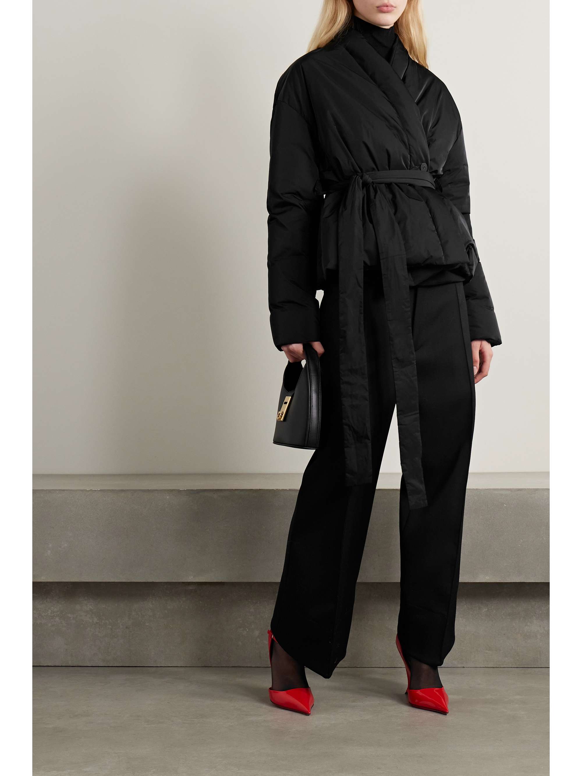 FERRAGAMO Belted twill down wrap jacket | NET-A-PORTER