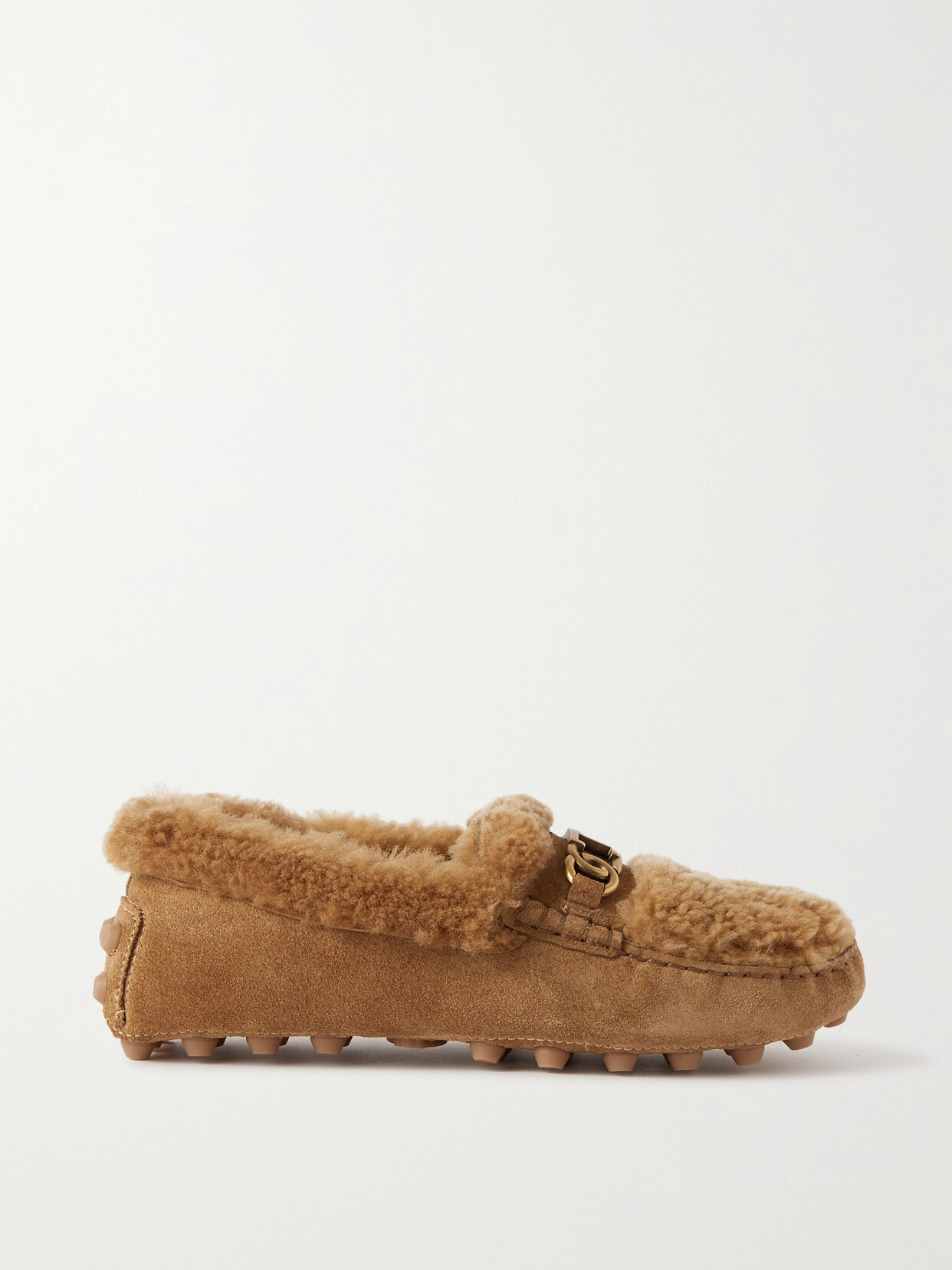 Tod's Gommino Logo-embellished Shearling Loafers - Brown