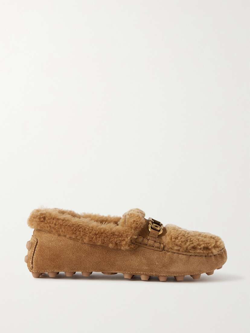 Tod's Gommino Logo-embellished Shearling Loafers
