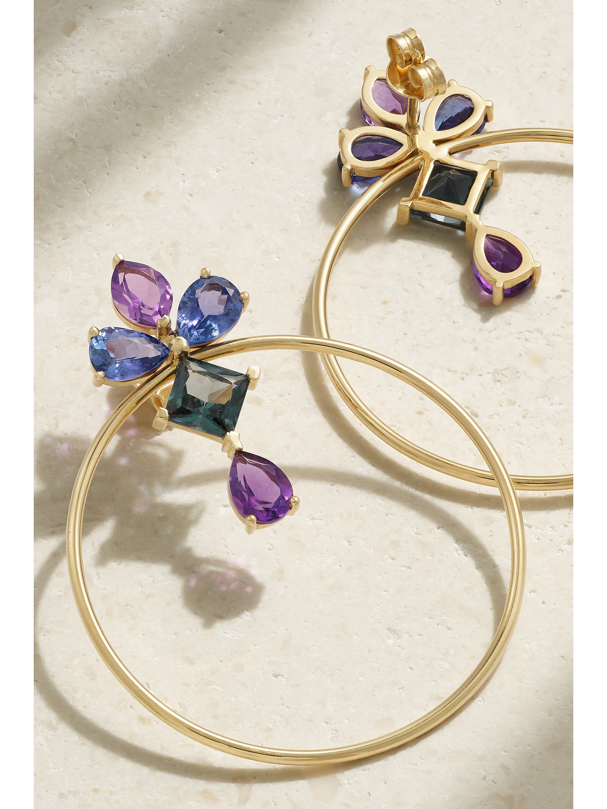 Diane Kordas 18-karat Gold Multi-stone Hoop Earrings In Gold