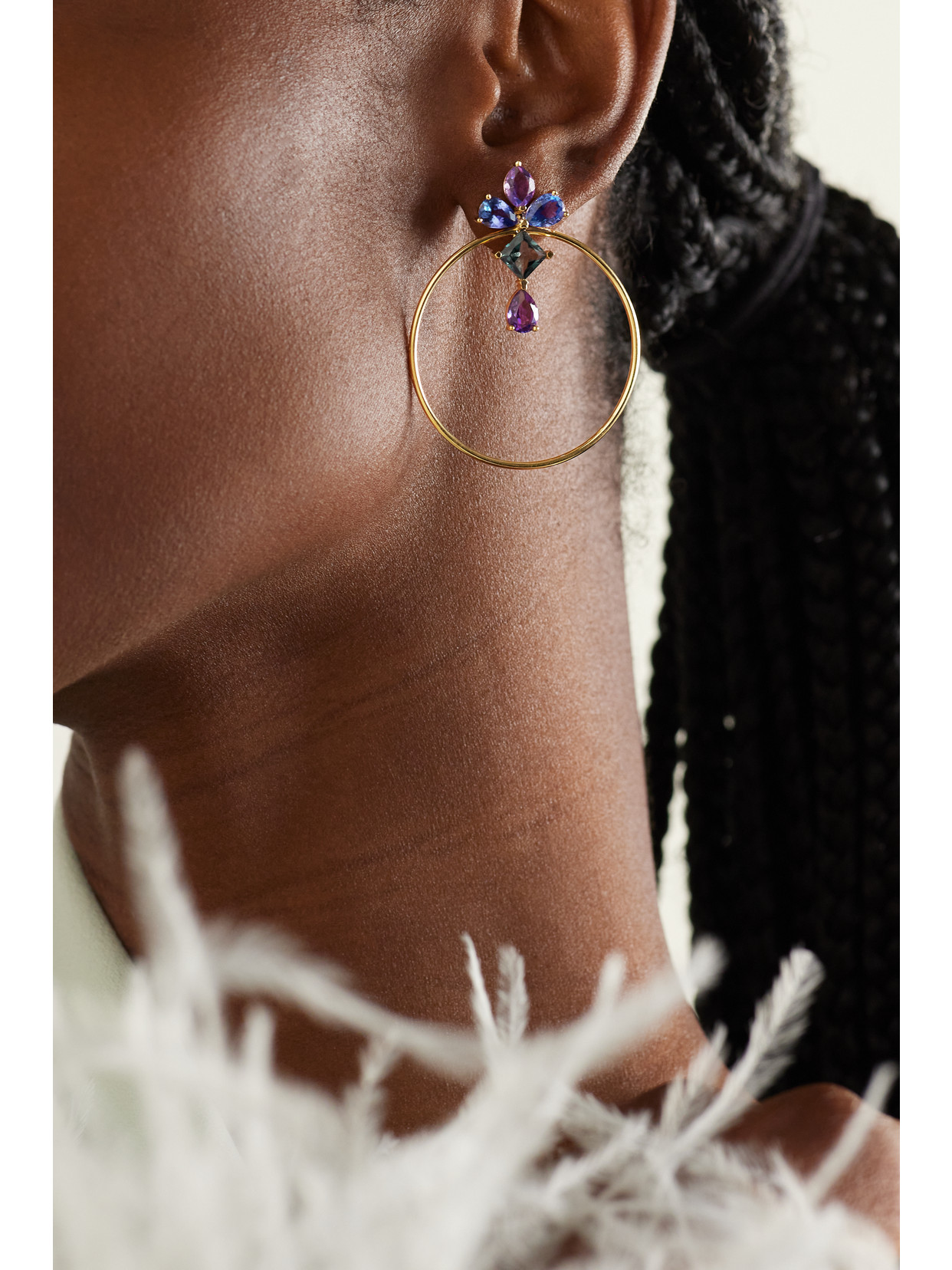 Diane Kordas 18-karat Gold Multi-stone Hoop Earrings In Gold