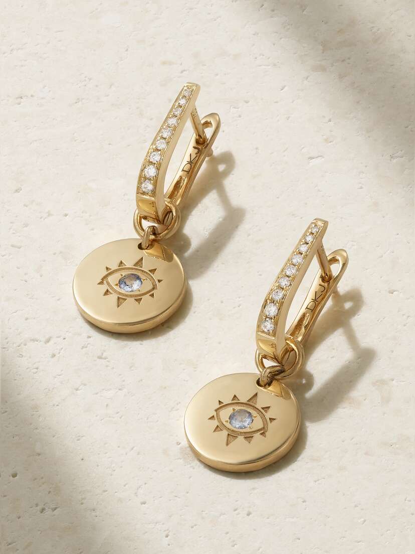 Diane Kordas Evil Eye 18-karat Gold, Diamond And Sapphire Earrings