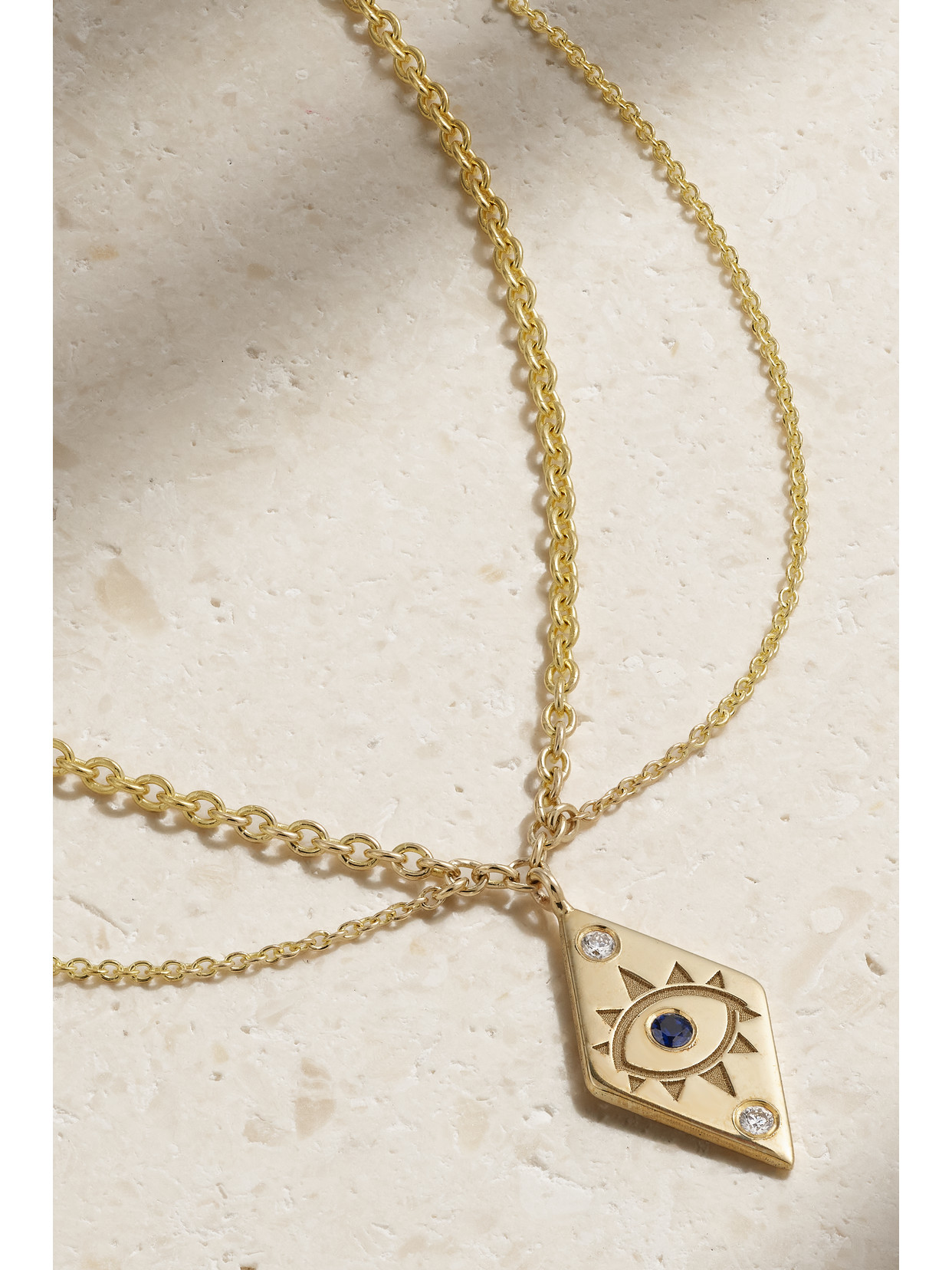 Shop Diane Kordas Evil Eye 14-karat Gold, Diamond And Sapphire Anklet