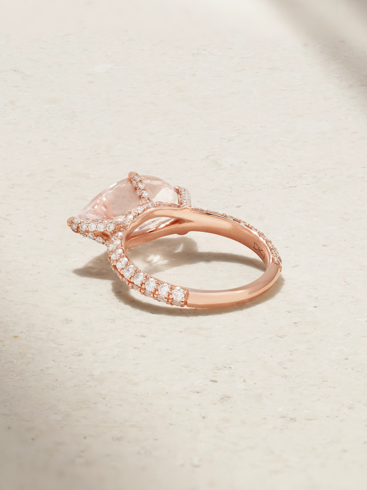 Diane Kordas 18-karat Rose Gold, Morganite And Diamond Pinky Ring In Gold