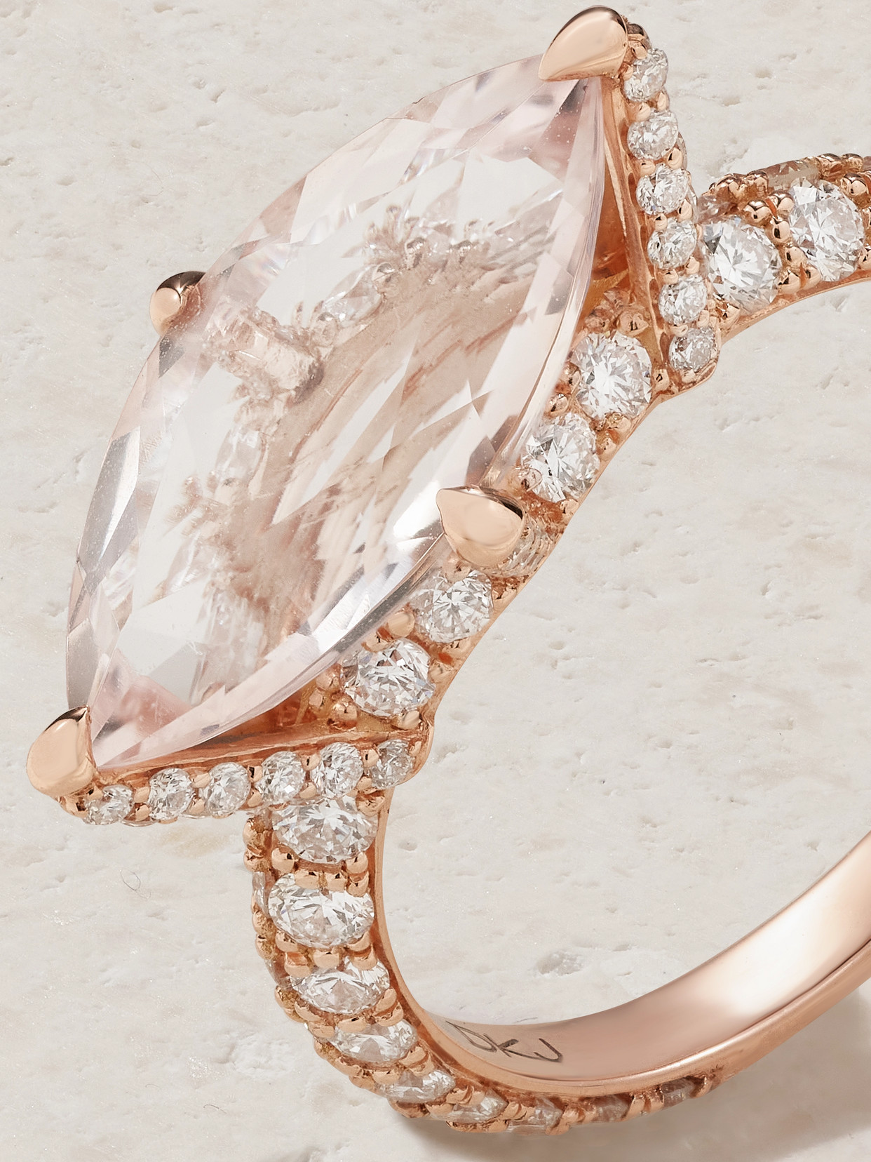 Diane Kordas 18-karat Rose Gold, Morganite And Diamond Pinky Ring In Gold